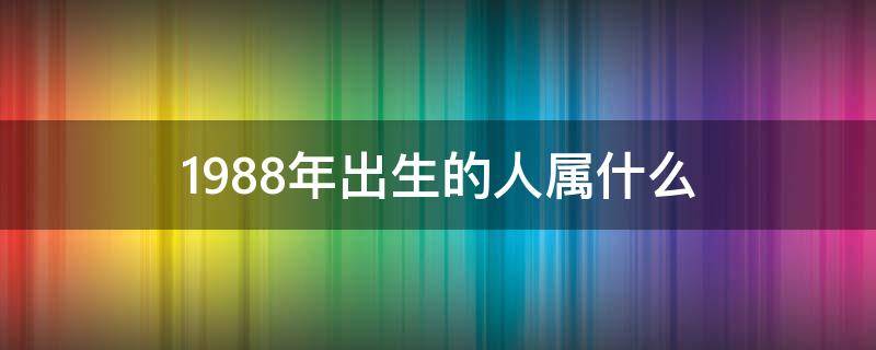 1988年出生的人属什么（1988年出生的人属什么星座）