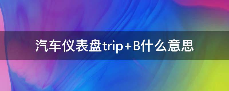 汽车仪表盘trip 汽车仪表盘trip翻译成中文