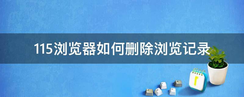 115浏览器如何删除浏览记录 115浏览记录怎么删除