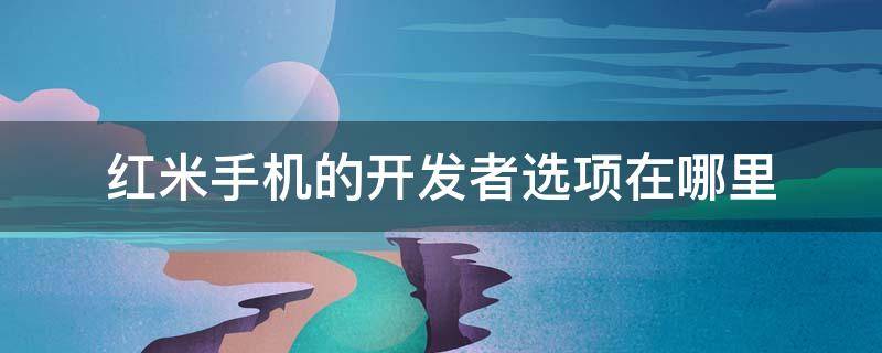 红米手机的开发者选项在哪里 红米手机上的开发者选项在哪里