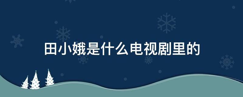 田小娥是什么电视剧里的 田小娥电视剧名字