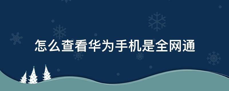 怎么查看华为手机是全网通（华为手机如何查看是不是全网通手机）