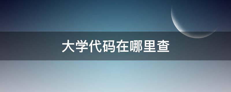 大学代码在哪里查 大学代码在哪里查询