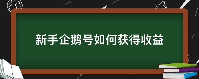 新手企鹅号如何获得收益（企鹅号怎样开通收益）