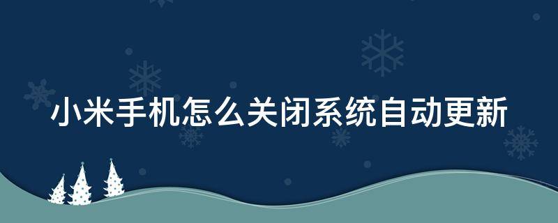 小米手机怎么关闭系统自动更新（小米手机怎么关闭系统自动更新弹窗）