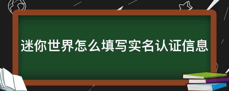 迷你世界怎么填写实名认证信息（迷你世界怎样填写实名认证）