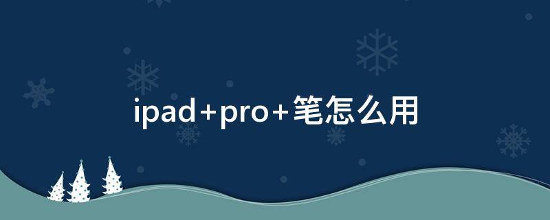 ipad pro 笔怎么用