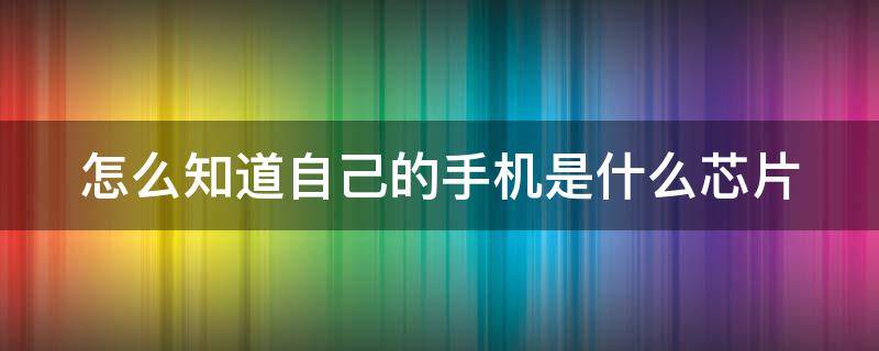 怎么知道自己的手机是什么芯片（怎么知道自己的手机是什么芯片的）