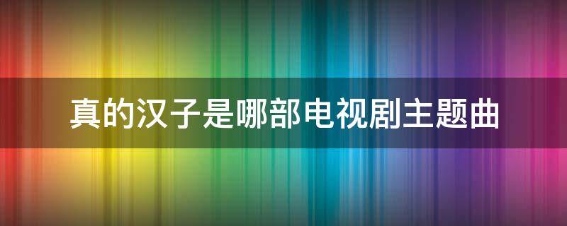 真的汉子是哪部电视剧主题曲 真汉子是什么电视剧主题歌