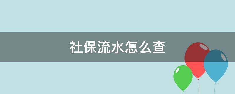 社保流水怎么查 上海社保流水怎么查