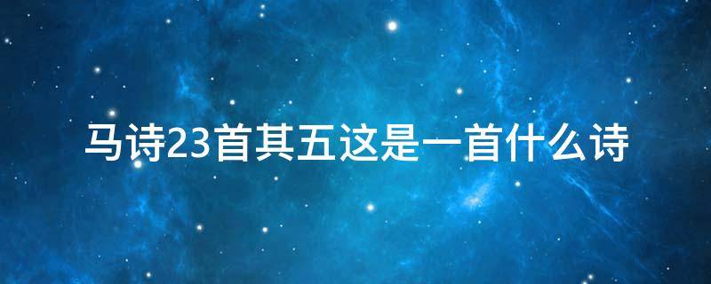 马诗23首其五这是一首什么诗 马诗23首其五诗意