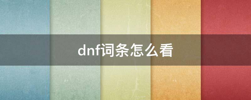 dnf词条怎么看（dnf怎样看词条）