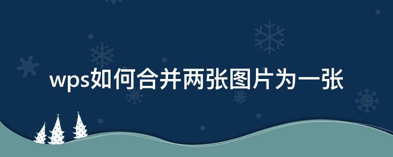 wps如何合并两张图片为一张（wps怎么把2张图片合并一个）