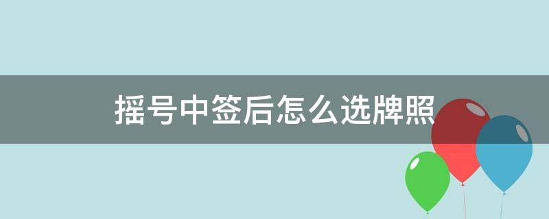 摇号中签后怎么选牌照 摇号中签后怎么选牌照号