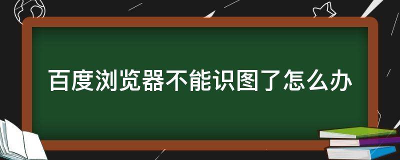 百度浏览器不能识图了怎么办（百度识图浏览器用不了）