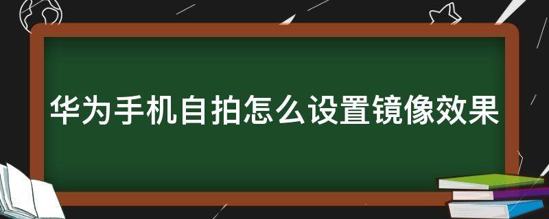 华为手机自拍怎么设置镜像效果（华为自拍怎么调镜像）