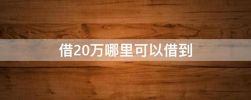 借20万哪里可以借到（哪里可以直接借20万）