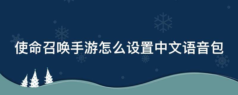 使命召唤手游怎么设置中文语音包（使命召唤手游在哪里设置语言）