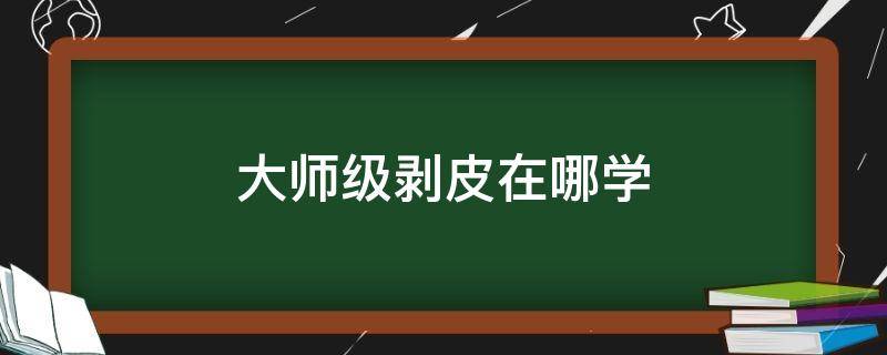 大师级剥皮在哪学（大师级剥皮训练师）