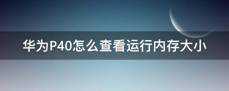 华为P40怎么查看运行内存大小 华为p40如何看运行内存