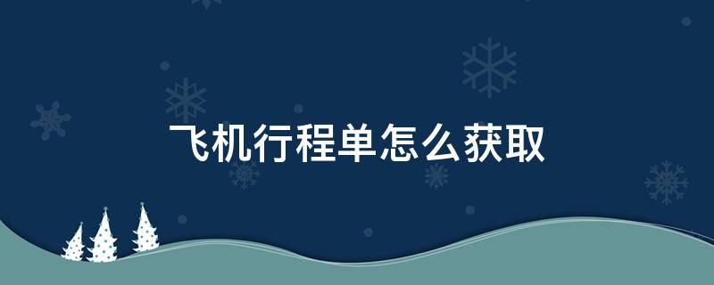 飞机行程单怎么获取 飞机行程单怎么获取电子会计凭证