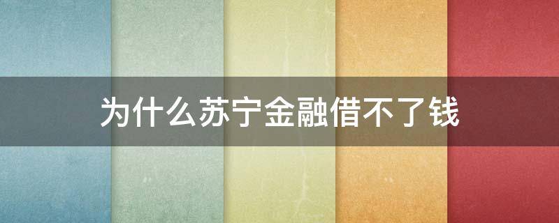 为什么苏宁金融借不了钱（苏宁金融不能借钱了）
