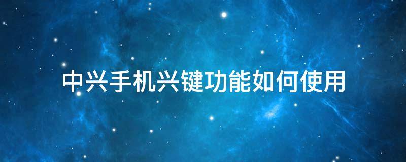 中兴手机兴键功能如何使用（中兴按键手机大全）