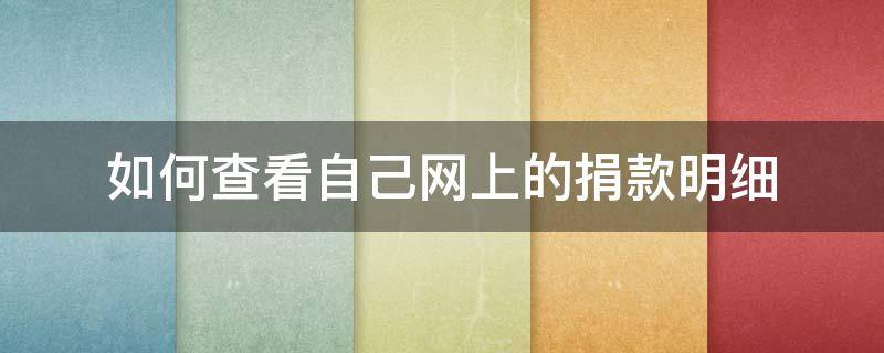 如何查看自己网上的捐款明细（如何查询自己的捐款记录）