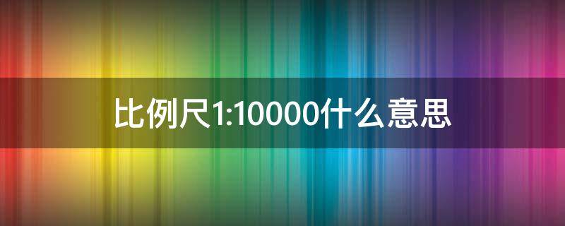 比例尺1:10000什么意思