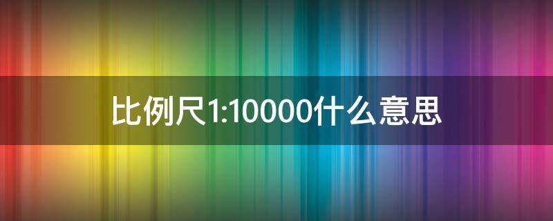 比例尺1:10000什么意思