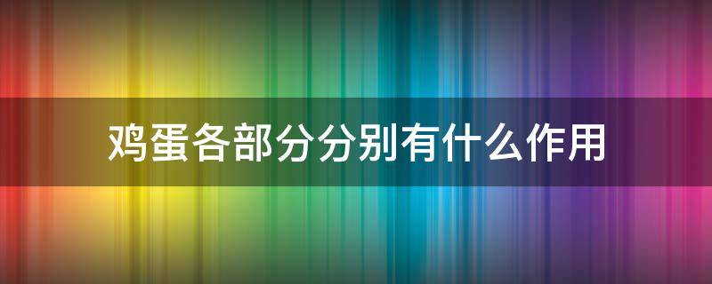 鸡蛋各部分分别有什么作用（三年级科学鸡蛋各部分分别有什么作用）