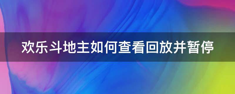 欢乐斗地主如何查看回放并暂停（欢乐斗地主如何查看回放并暂停游戏）