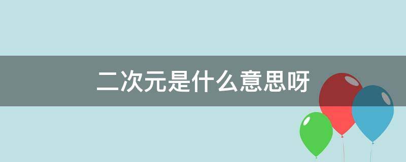 二次元是什么意思呀 请问二次元是什么意思