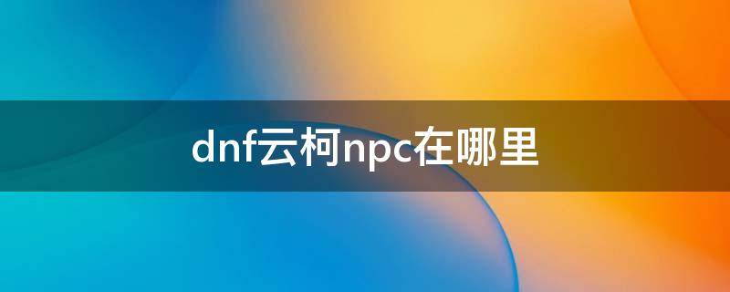 dnf云柯npc在哪里（dnf云珂npc商店怎么没有）