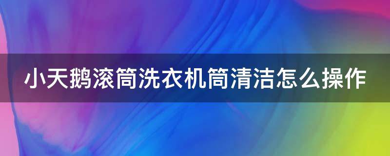 小天鹅滚筒洗衣机筒清洁怎么操作 小天鹅滚筒清洁教程