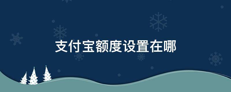 支付宝额度设置在哪（支付宝里的支付额度在哪里调整）