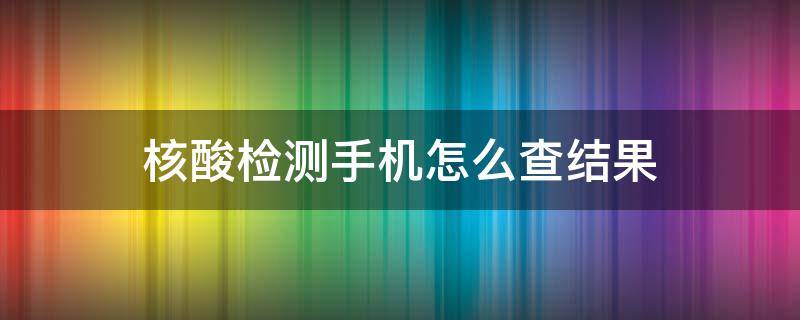 核酸检测手机怎么查结果 孩子做的核酸检测手机怎么查结果