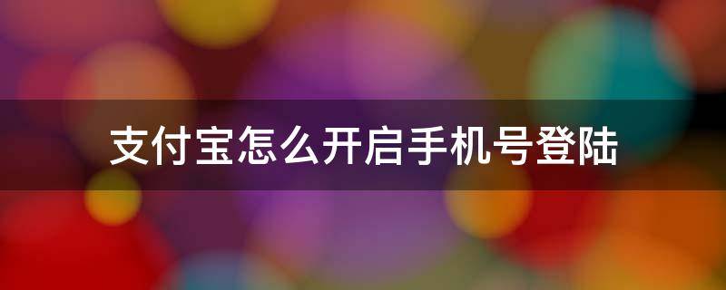 支付宝怎么开启手机号登陆（支付宝如何开启手机号登陆）