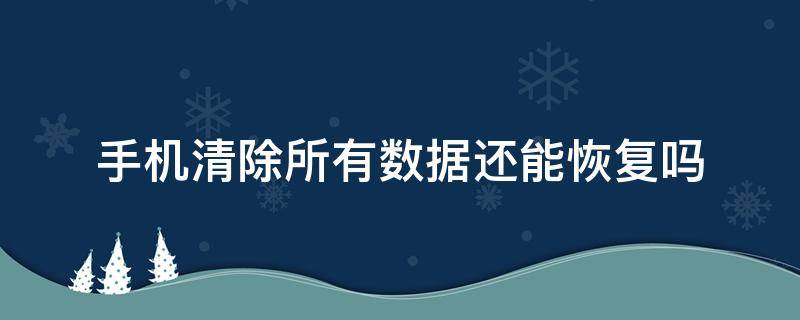 手机清除所有数据还能恢复吗（手机清除了所有数据怎么能恢复）