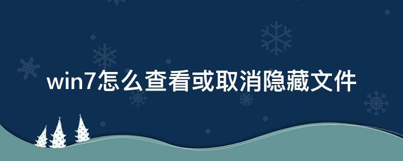 win7怎么查看或取消隐藏文件（win7隐藏文件怎么取消隐藏）