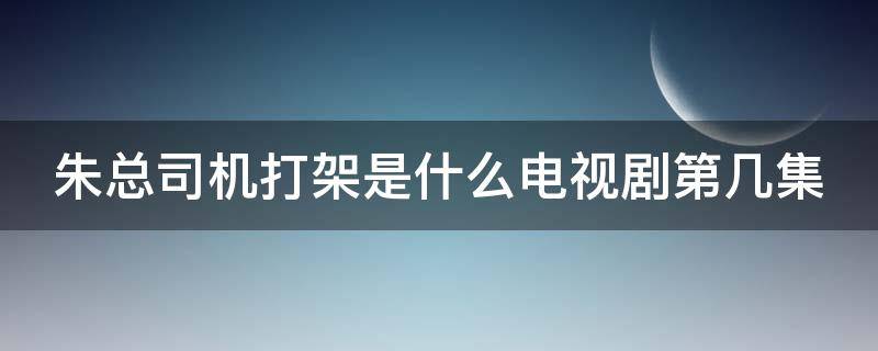 朱总司机打架是什么电视剧第几集（电视剧朱总司机柯凡）