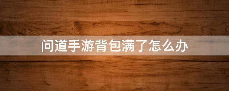 问道手游背包满了怎么办（问道背包满了,取东西丢失了）