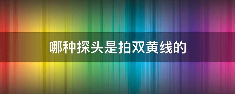 哪种探头是拍双黄线的 哪种探头是拍双黄线掉头的