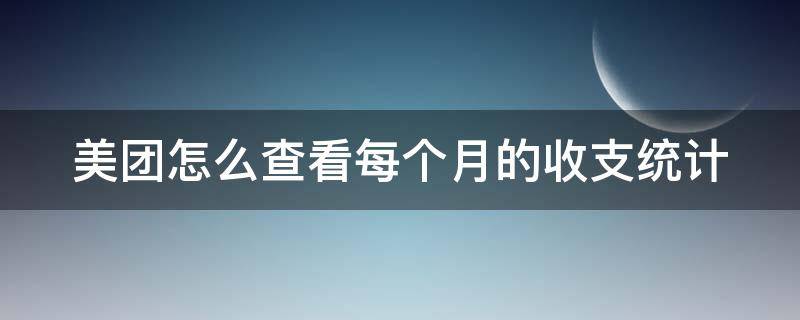 美团怎么查看每个月的收支统计 美团在哪里看每个月的支出