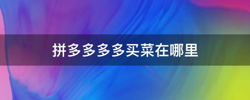 拼多多多多买菜在哪里 拼多多多多买菜在哪里找到