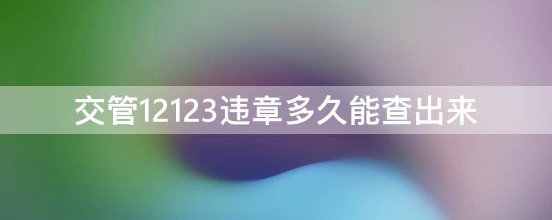 交管12123违章多久能查出来（交通违章多久能在交管12123查出）