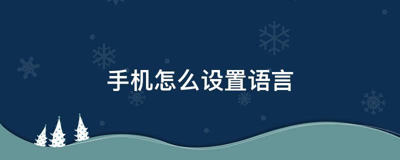 手机怎么设置语言（vivo手机怎么设置语言）