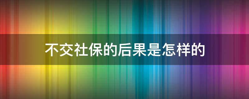 不交社保的后果是怎样的 不交社保的后果是什么