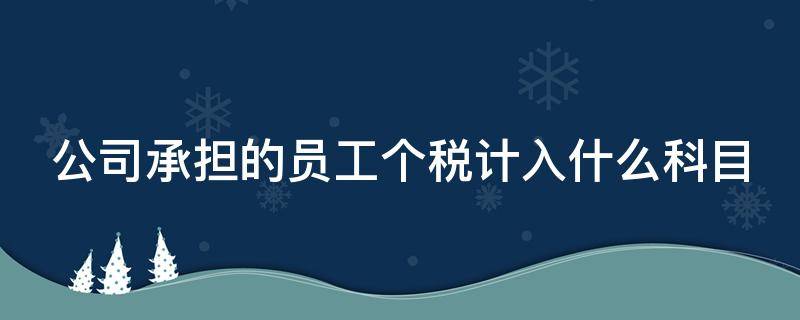 公司承担的员工个税计入什么科目 公司承担员工个税分录