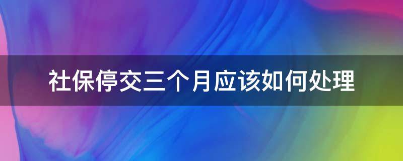 社保停交三个月应该如何处理（社保停交了三个月现在继续行么）